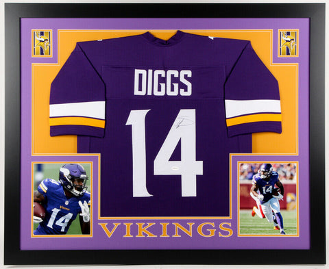 Stephon Diggs Signed Minnesota Vikings 35x43 Custom Framed Jersey (JSA COA)