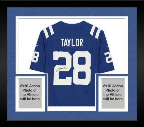 Framed Jonathan Taylor Indianapolis Colts Signed Blue Home Nike Limited Jersey