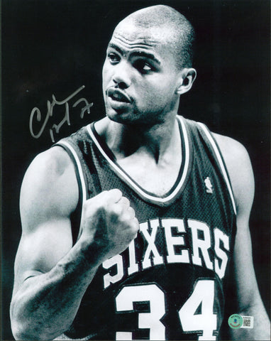 76ers Charles Barkley Authentic Signed 11x14 Photo Autographed BAS #BJ084544