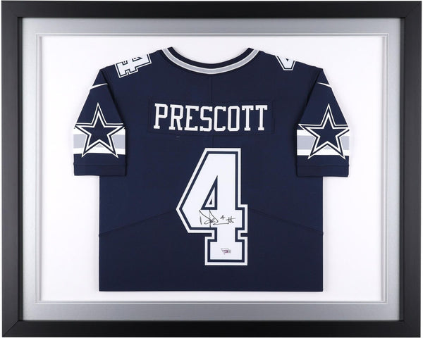 Dak Prescott Dallas Cowboys Framed Autographed Blue Nike Jersey