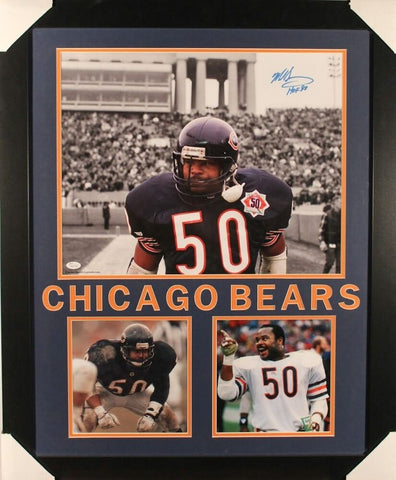 Mike Singletary Signed Bears 27x33 Custom Framed Photo Display Inscribed"HOF 98"