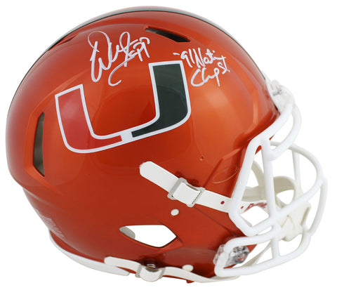 Miami Warren Sapp "91 Champs" Signed Flash Full Size Speed Proline Helmet BAS W
