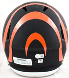 Ja'Marr Chase Autographed Bengals F/S Flat Black Speed Helmet -Beckett W Holo
