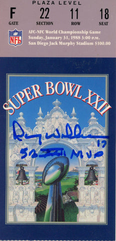 Doug Williams Autographed/Signed Super Bowl XXII Ticket SB MVP JSA 37600