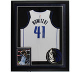 Dirk Nowitzki Signed Dallas Mavericks LED Framed Nike Swingman White NBA Jersey
