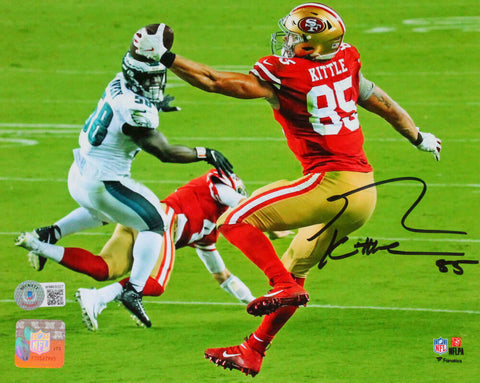 George Kittle Autographed SF 49ers 8x10 One Hand Catch Photo- Beckett W Holo