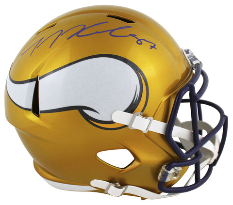 Vikings T.J. Hockenson Signed Flash Full Size Speed Rep Helmet BAS Witnessed