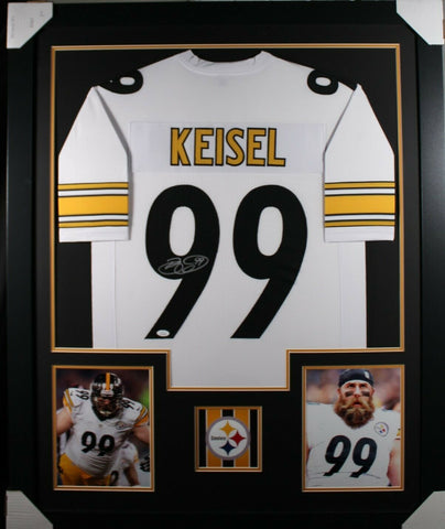 BRETT KEISEL (Steelers white TOWER) Signed Autographed Framed Jersey JSA