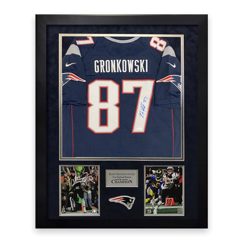 Rob Gronkowski Signed Autographed Patriots Jersey Framed To 32x40 JSA