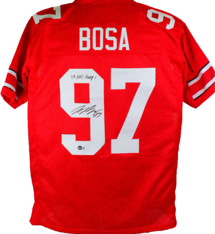 Joey Bosa Autographed Red College Style Jersey w/ Insc *top- Beckett W *Black *9