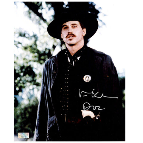 Val Kilmer Autographed Tombstone Doc Holliday 8x10 Photo with 'Doc' Inscription