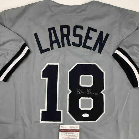 Autographed/Signed DON LARSEN New York Grey Baseball Jersey JSA COA Auto