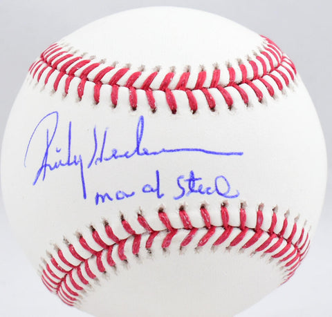 Rickey Henderson Autographed Rawlings OML Baseball w/Man of Steal-Beckett W Holo