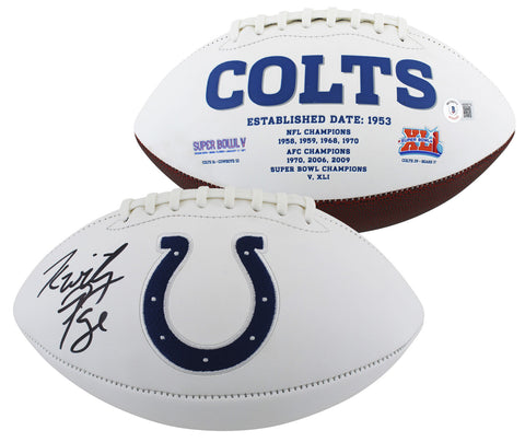 Colts Kwity Paye Authentic Signed White Panel Logo Football BAS Witnessed