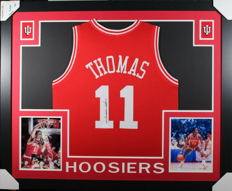 ISAIAH THOMAS (Hoosiers red SKYLINE) Signed Autographed Framed Jersey JSA
