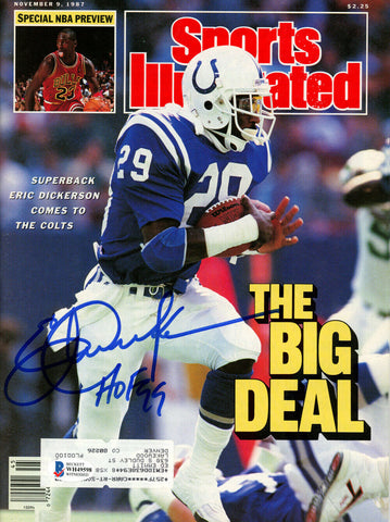Eric Dickerson Autographed 1987 Sports Illustrated Magazine HOF Beckett 33308