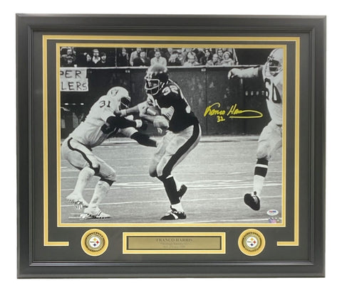 Franco Harris Signed Framed 16x20 Pittsburgh Steelers Photo PSA Y30134