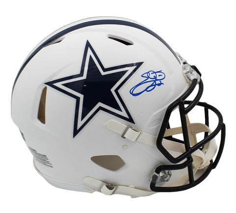 Emmitt Smith Signed Dallas Cowboys Speed Authentic White Matte NFL Helmet