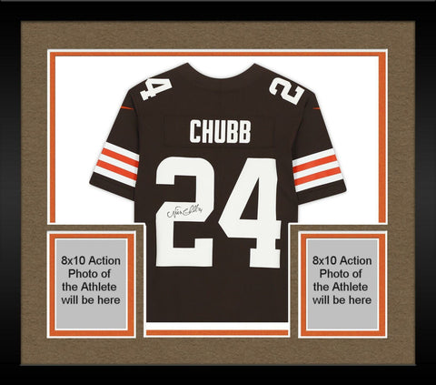 Framed Nick Chubb Cleveland Browns Autographed Brown Nike Limited Jersey