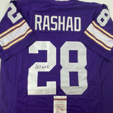 Autographed/Signed AHMAD RASHAD Minnesota Purple Football Jersey JSA COA Auto