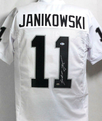 Sebastian Janikowski Autographed White Pro Style Jersey- Beckett Auth *R1