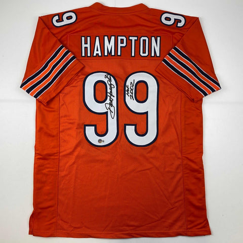 Autographed/Signed Dan Hampton HOF 2002 Chicago Orange Jersey Beckett COA