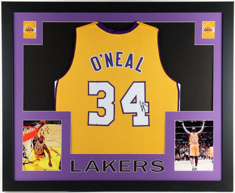 Shaquille O'Neal Signed Los Angeles Lakers 35"x43" Framed Jersey (JSA) Shaq LSU