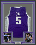 FRAMED Autographed/Signed DE'AARON FOX 33x42 Sacramento Purple Jersey BAS COA