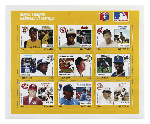 Major League Baseball Granada Postage Limited Edition #1449 Stamp Page