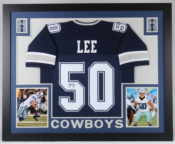 Sean Lee Signed Cowboys 35x43 Custom Framed Jersey (JSA) Pro Bowl Linebacker