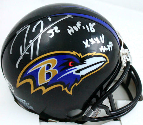Ray Lewis Autographed Baltimore Ravens Mini Helmet w/2 insc.-Beckett W Hologram