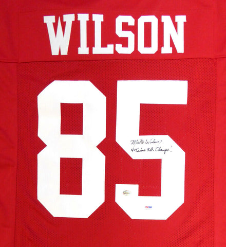 49ERS MIKE WILSON AUTOGRAPHED SIGNED RED JERSEY "4X SB CHAMPS!" PSA/DNA 104071