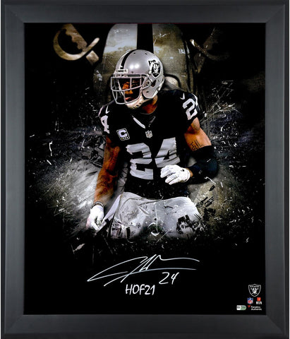 Charles Woodson Oakland Raiders FRMD Signed 20x24 In Focus Photo w/"HOF 21" Insc