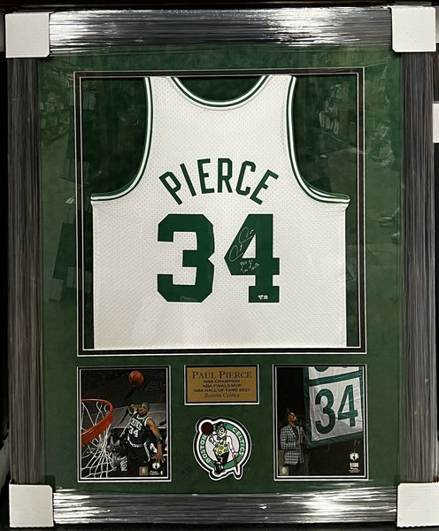 Paul Pierce Signed Celtics 35 x 43 Custom Framed Jersey (Beckett