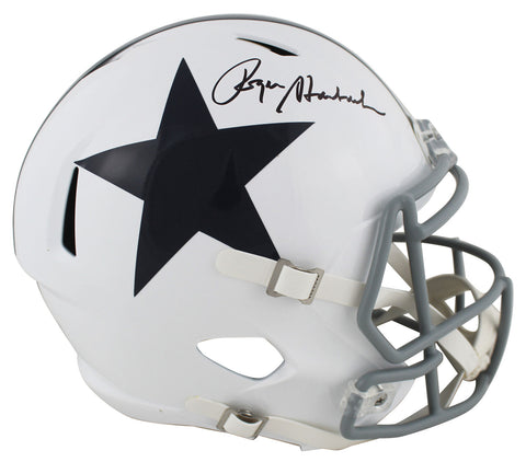 Cowboys Roger Staubach Signed 60-63 TB Full Size Speed Rep Helmet BAS Witnessed