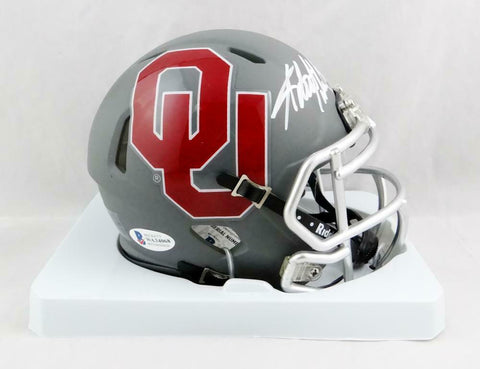 Adrian Peterson Signed Oklahoma Sooners AMP Mini Helmet - Beckett Auth *White