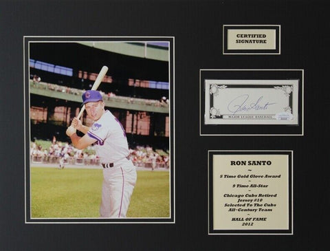 Ron Santo Signed Chicago Cubs Cut Signature in 14x18 Matted Display (JSA COA)