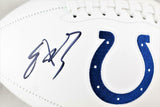 Edgerrin James Signed Indianapolis Colts Logo Football w/HOF - JSA W Auth *Black