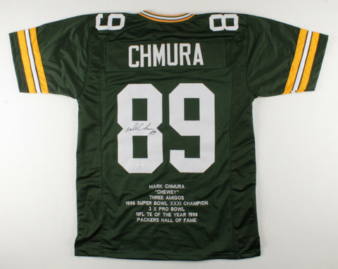 Mark Chmura Signed Green Bay Packers Jersey Career Highlight Stat Jersey JSA COA
