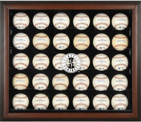 Seattle Mariners Logo Brown Framed 30-Ball Display Case - Fanatics