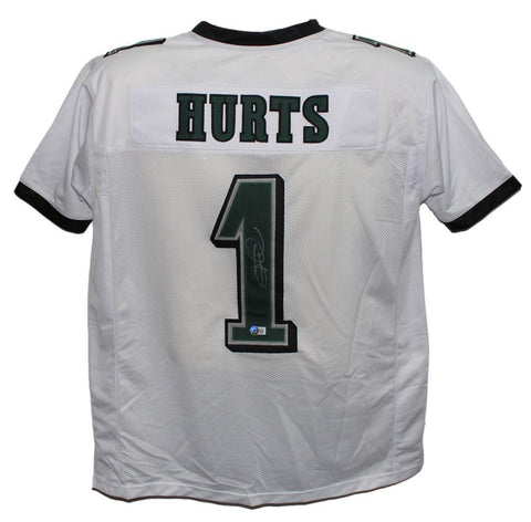 Jalen Hurts Autographed/Signed Pro Style White XL Jersey Beckett 39146