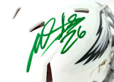 Miles Sanders Autographed Eagles Flat White Mini Helmet- JSA W Auth *Green