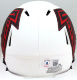 Tony Gonzalez Autographed Falcons Lunar Speed Mini Helmet- Beckett W *Dark Red