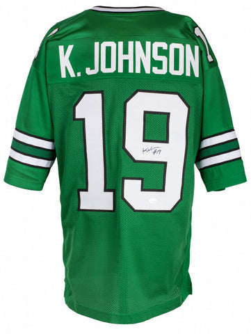 Keyshawn Johnson Signed New York Jets Green Jersey (JSA COA) 3xPro Bowl WR