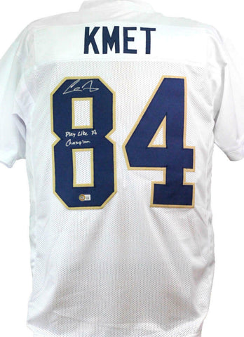 Cole Kmet Autographed White College Style Jersey w/ PLACT - Beckett W *Silver