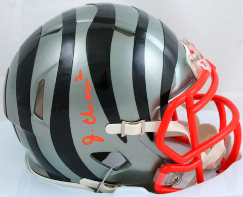 Ja'Marr Chase Autographed Cincinnati Bengals Flash Mini Helmet -Beckett W Holo