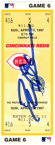 Deion Sanders Signed Cincinnati Reds 4/13/1997 vs Marlins Ticket BAS 37194