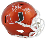Miami Warren Sapp "91 Champs" Signed Flash Full Size Speed Rep Helmet BAS Wit
