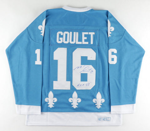 Michel Goulet 2xSigned Quebec Nordiques Custom Style Jersey (JSA COA) "HOF 98"
