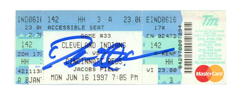 Deion Sanders Signed Cincinnati Reds 6/16/1997 @ Indians Ticket BAS 37270